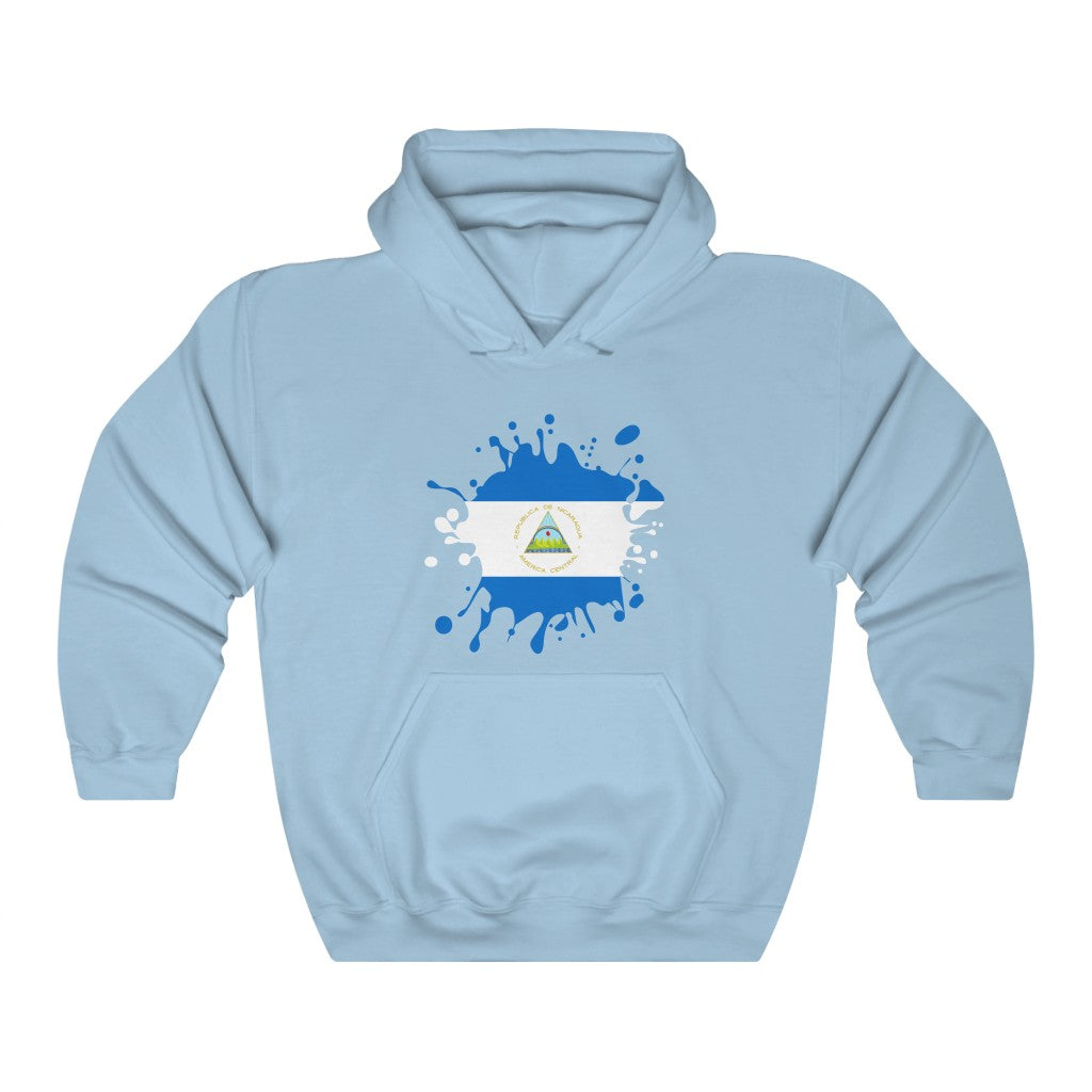 Nicaragua Splat Flag Hoodie Sweatshirt - Unisex