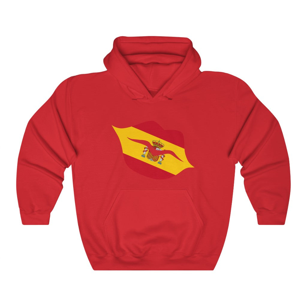 Spain Lips Flag Hoodie Sweatshirt - Unisex