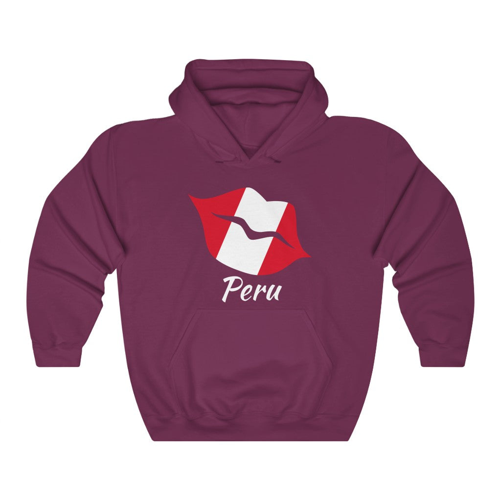 Peru Lips Flag Hoodie Sweatshirt 2 - Unisex