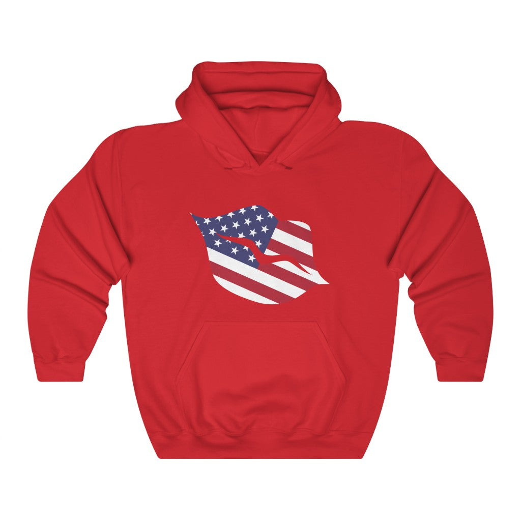 United States of America Lips Flag Hoodie Sweatshirt - Unisex