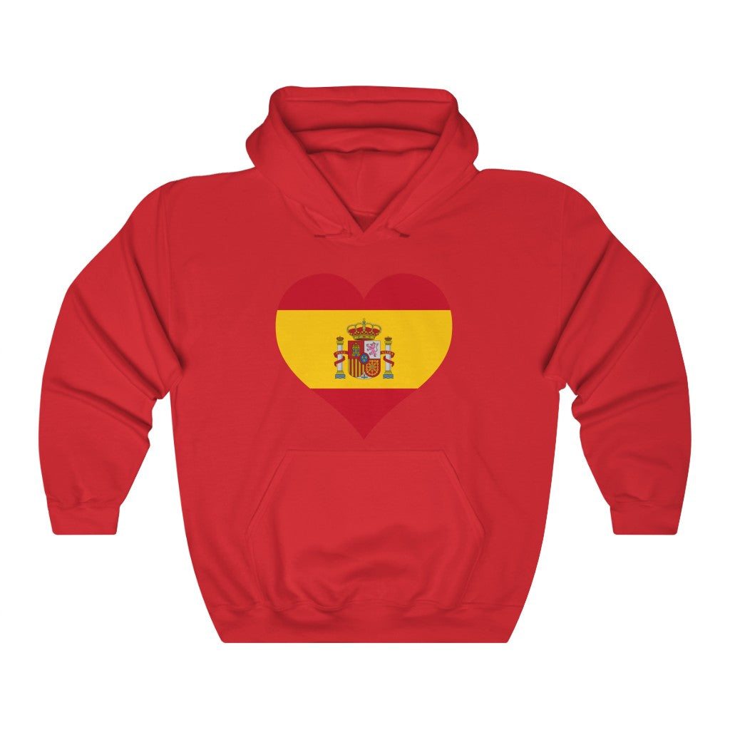Spain Heart Flag Hoodie Sweatshirt - Unisex