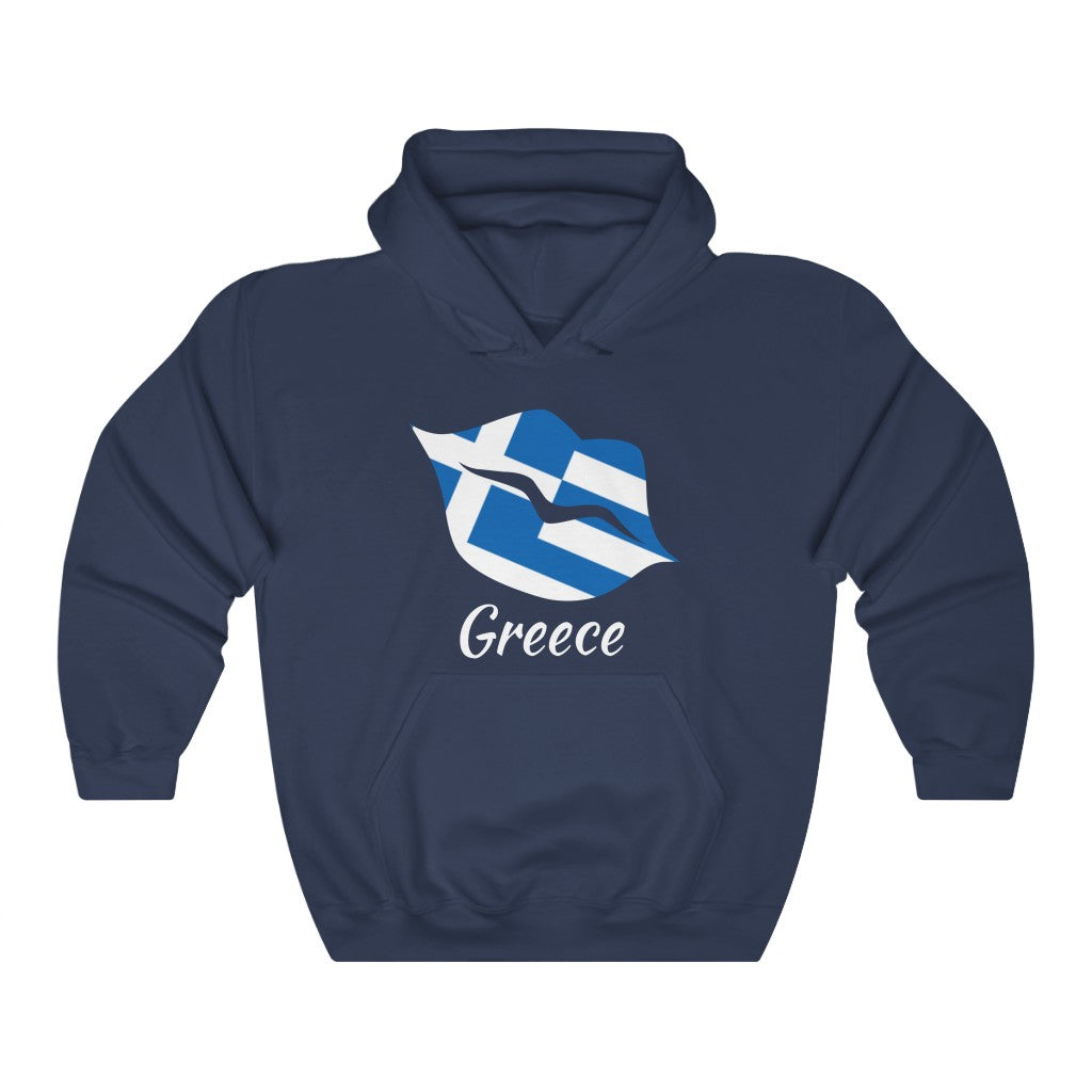 Greece Lips Flag Hoodie Sweatshirt 2 - Unisex