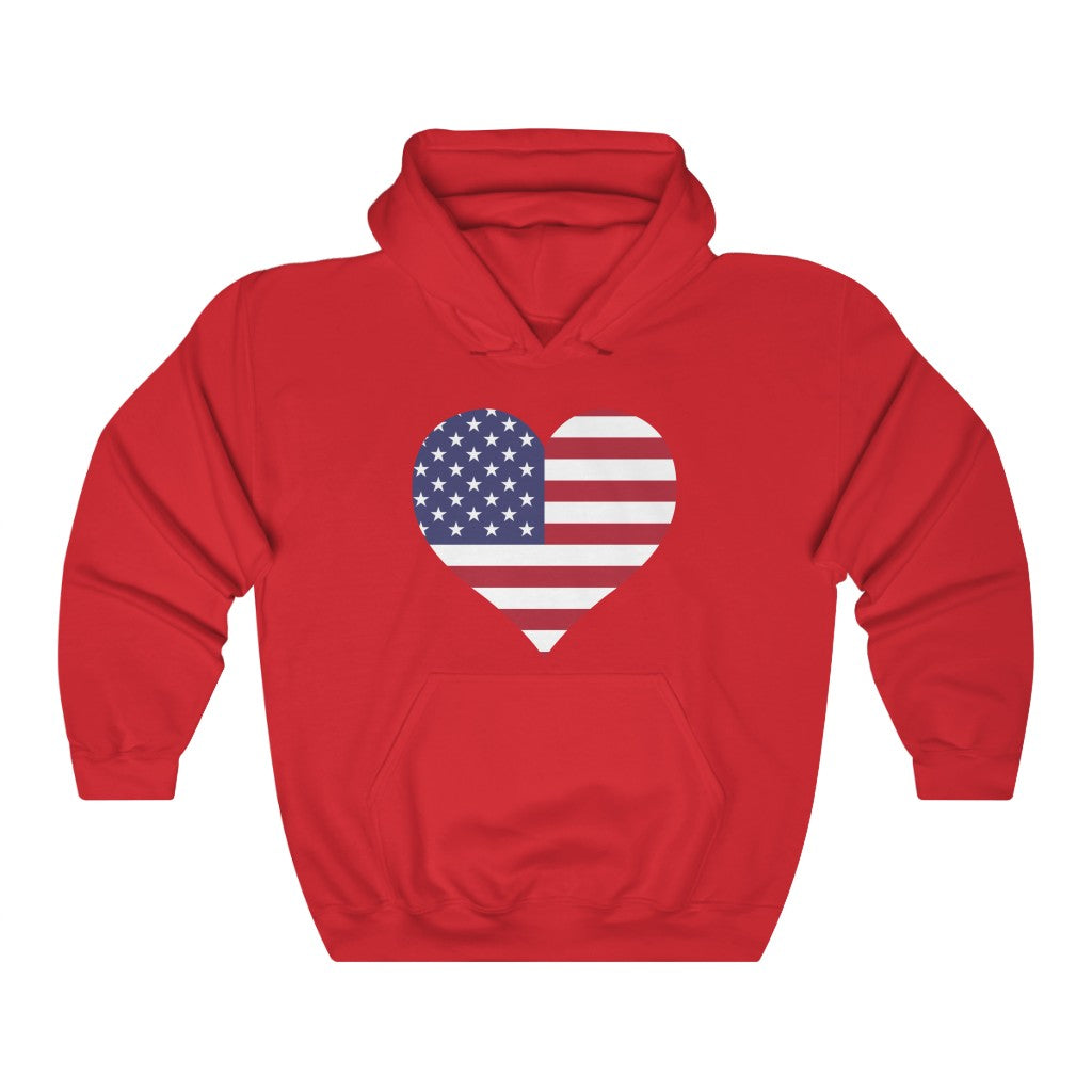 United States of America Heart Flag Hoodie Sweatshirt - Unisex