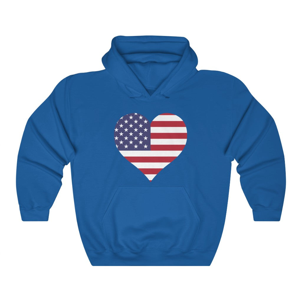 United States of America Heart Flag Hoodie Sweatshirt - Unisex