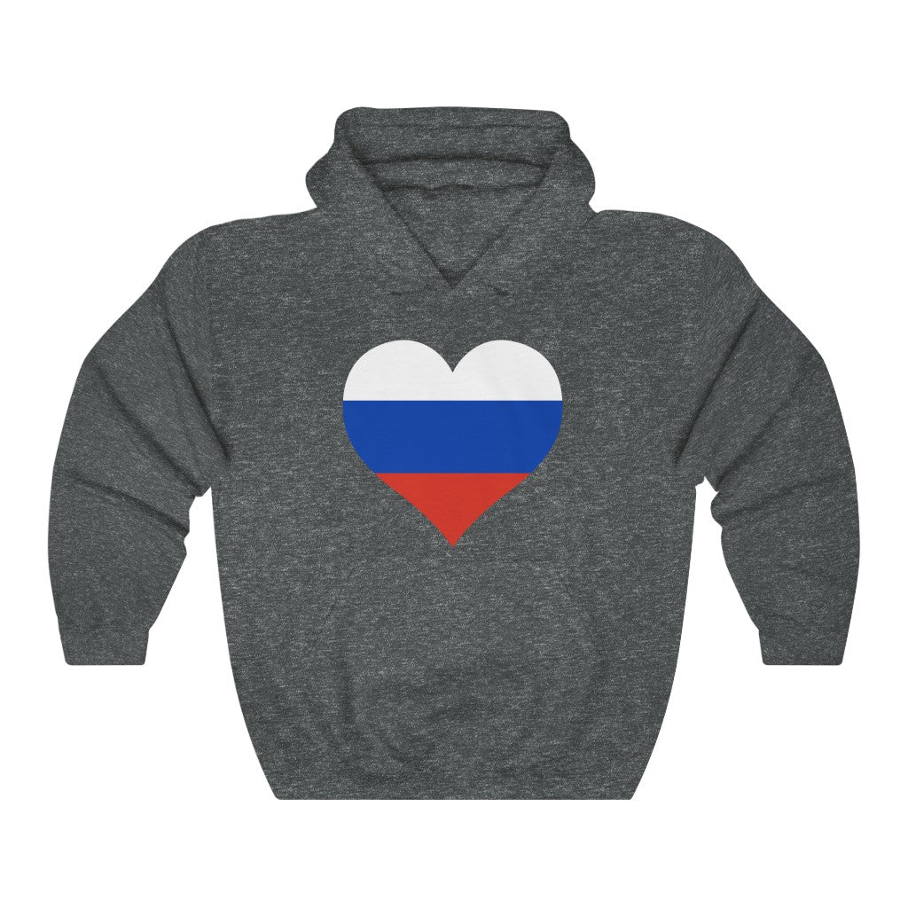 Russia Heart Flag Hoodie Sweatshirt - Unisex