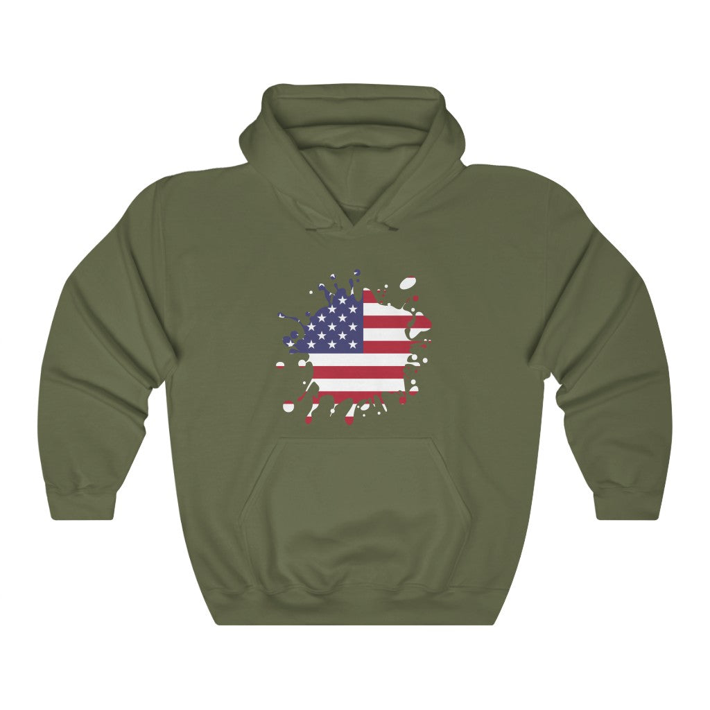 United States of America Splat Flag Hoodie Sweatshirt - Unisex