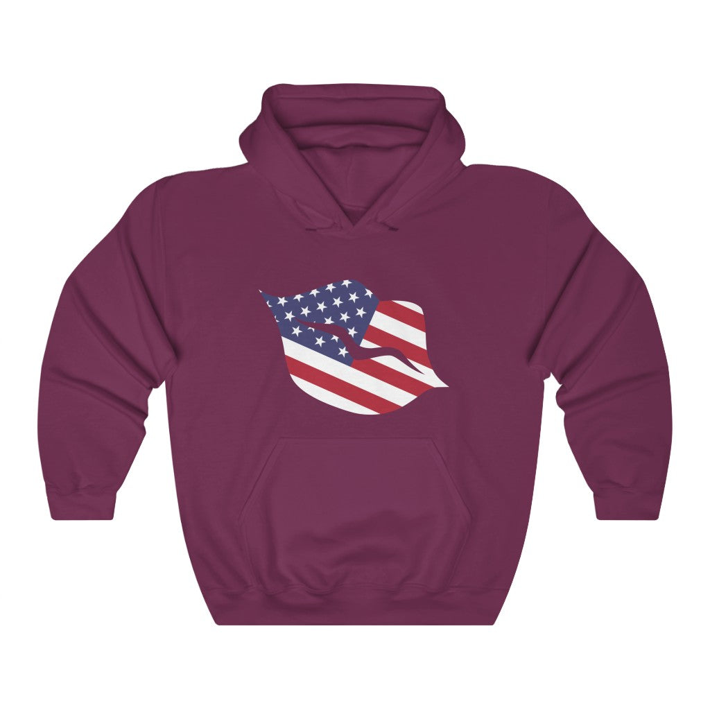United States of America Lips Flag Hoodie Sweatshirt - Unisex