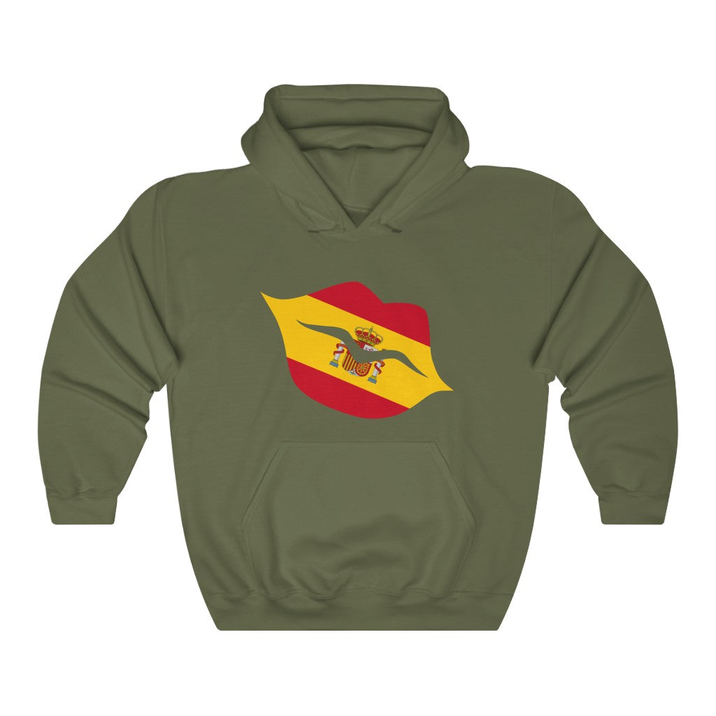 Spain Lips Flag Hoodie Sweatshirt - Unisex