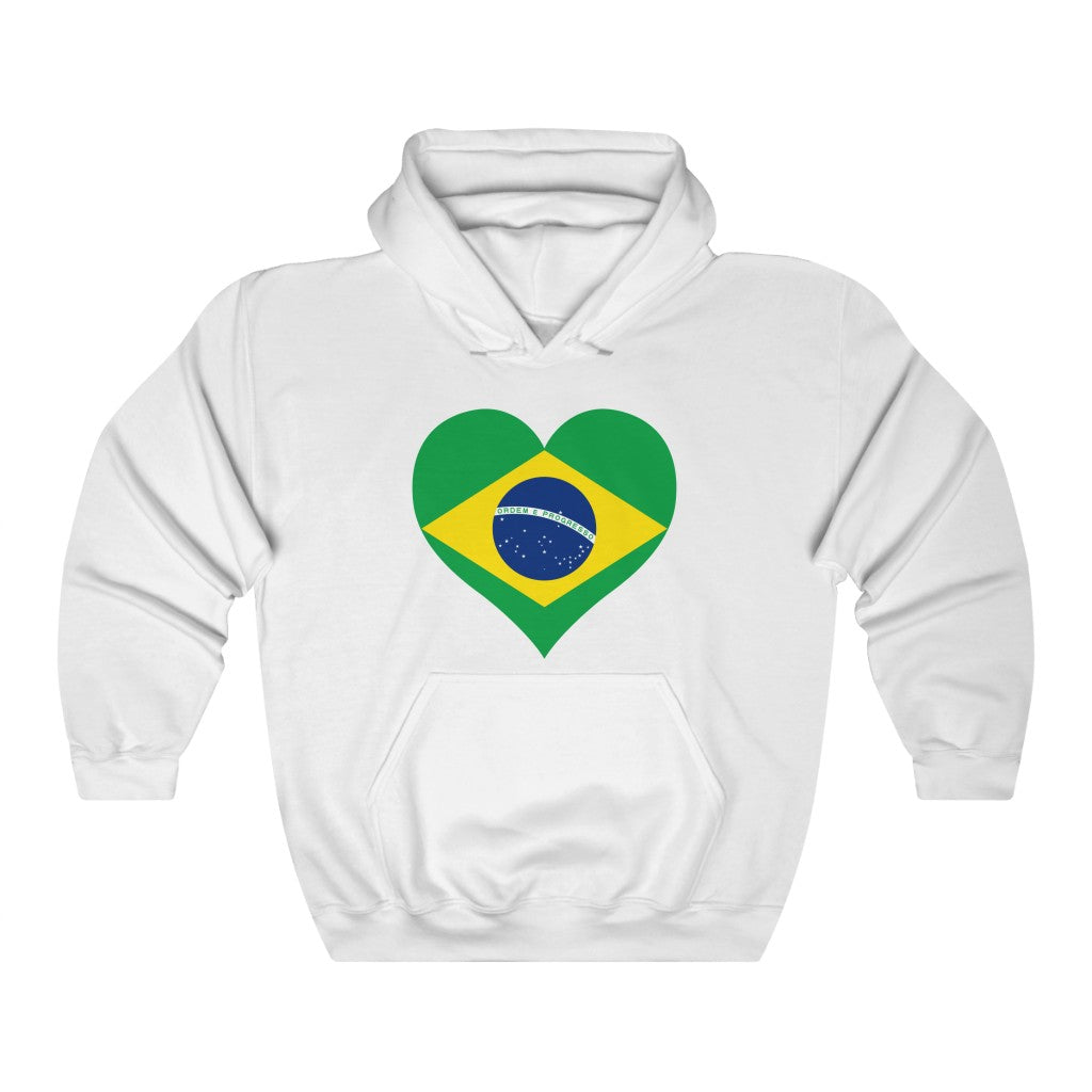 Brazil Heart Flag Hoodie Sweatshirt - Unisex