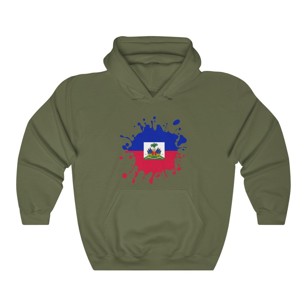 Haiti Splat Flag Hoodie Sweatshirt - Unisex