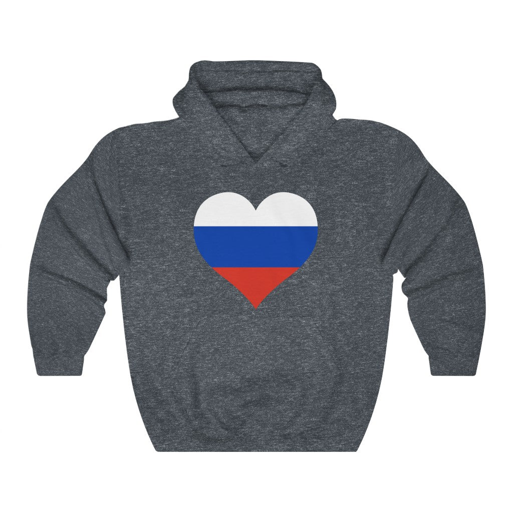 Russia Heart Flag Hoodie Sweatshirt - Unisex