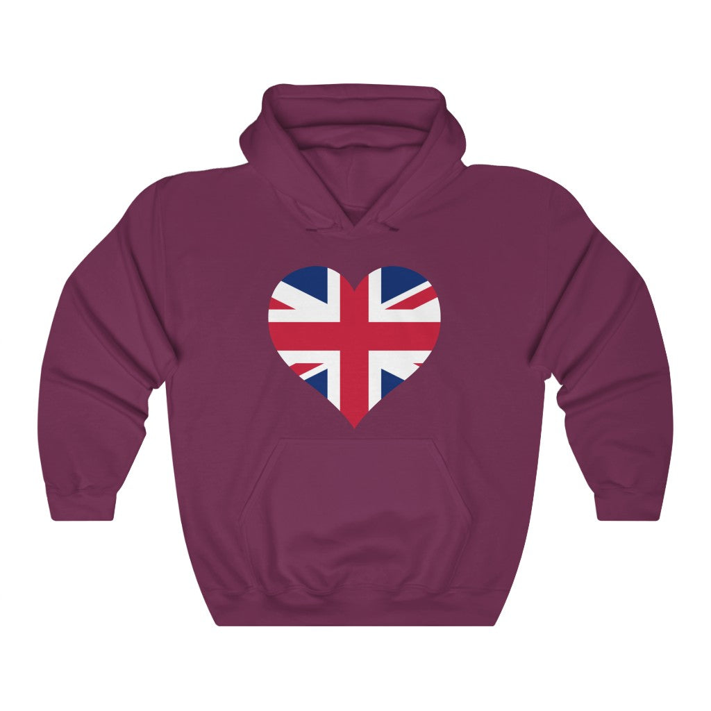 United Kingdom Heart Flag Hoodie Sweatshirt - Unisex