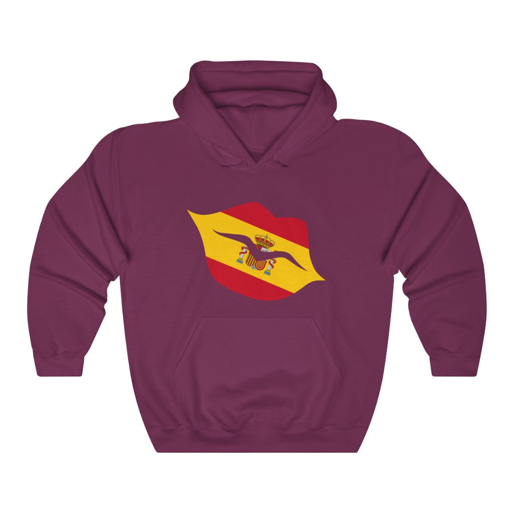 Spain Lips Flag Hoodie Sweatshirt - Unisex