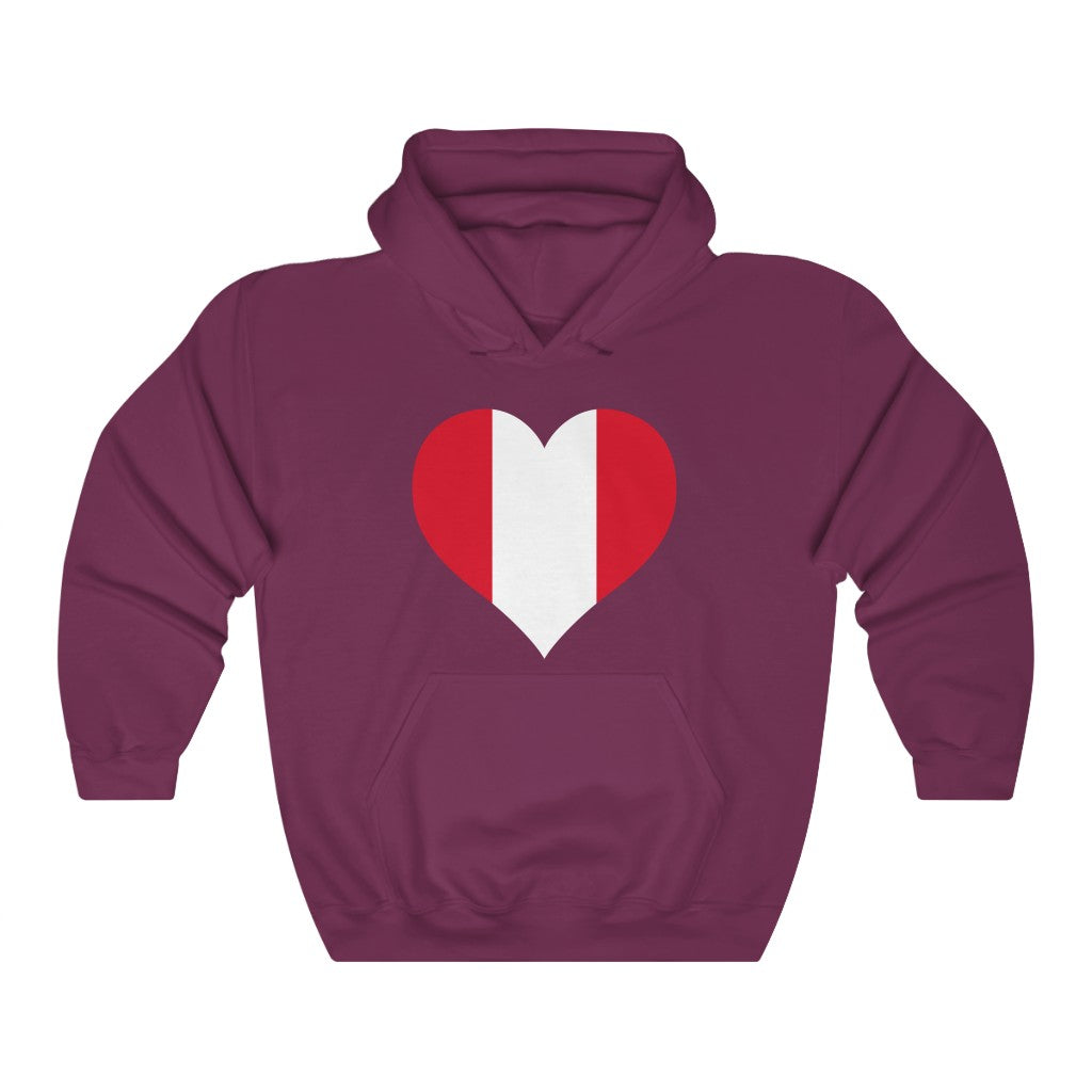 Peru Heart Flag Hoodie Sweatshirt - Unisex