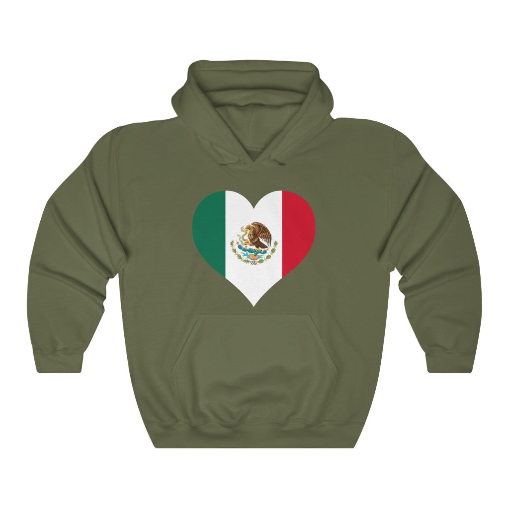 Mexico Heart Flag Hoodie Sweatshirt - Unisex