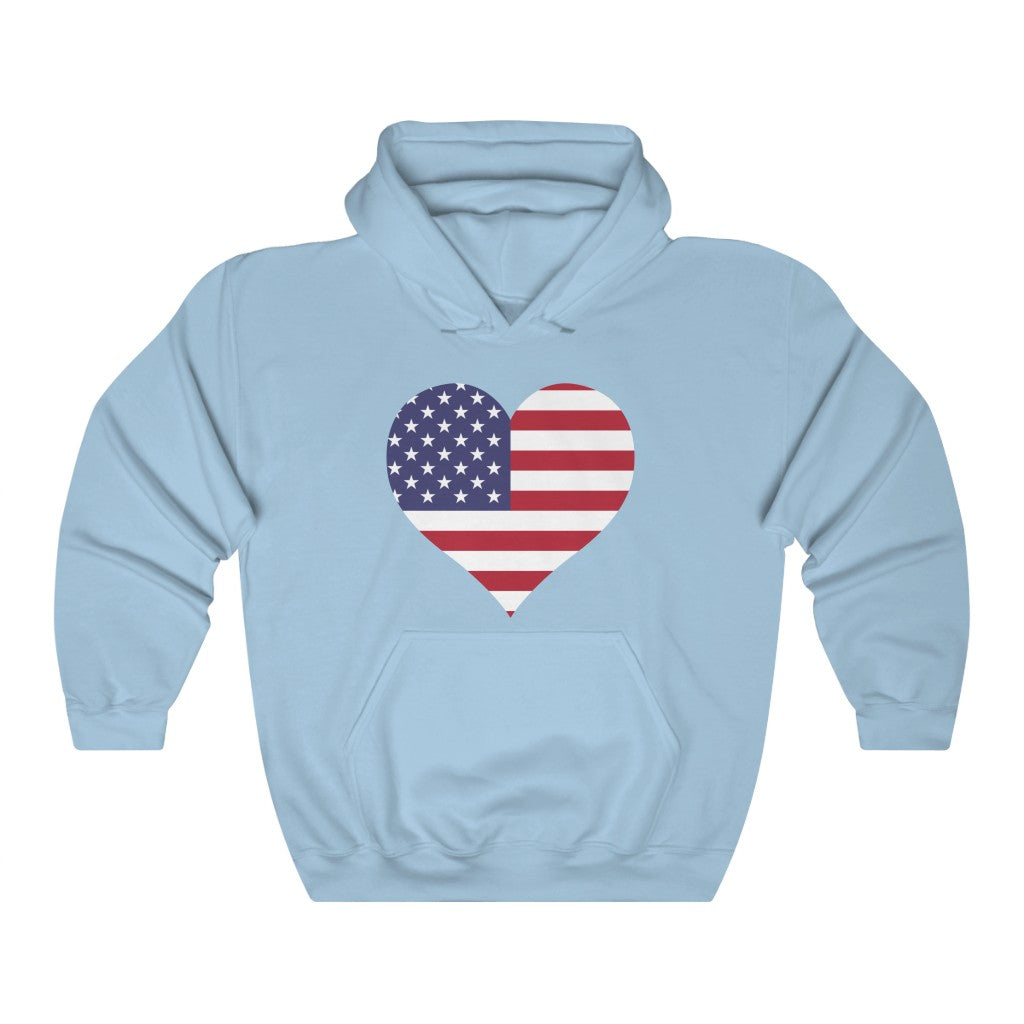 United States of America Heart Flag Hoodie Sweatshirt - Unisex