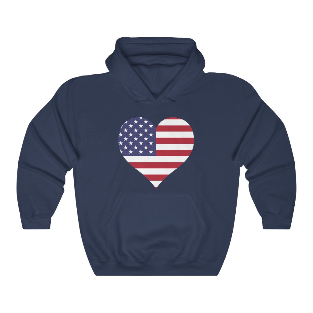 United States of America Heart Flag Hoodie Sweatshirt - Unisex