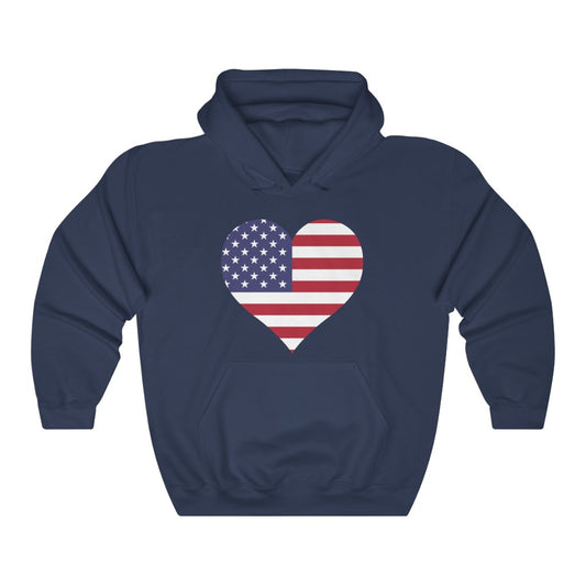 United States of America Heart Flag Hoodie Sweatshirt - Unisex