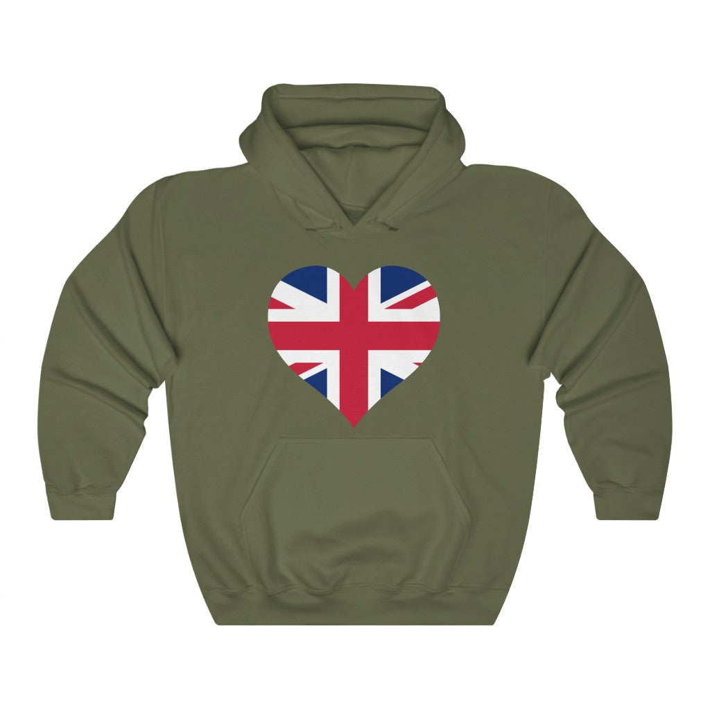 United Kingdom Heart Flag Hoodie Sweatshirt - Unisex