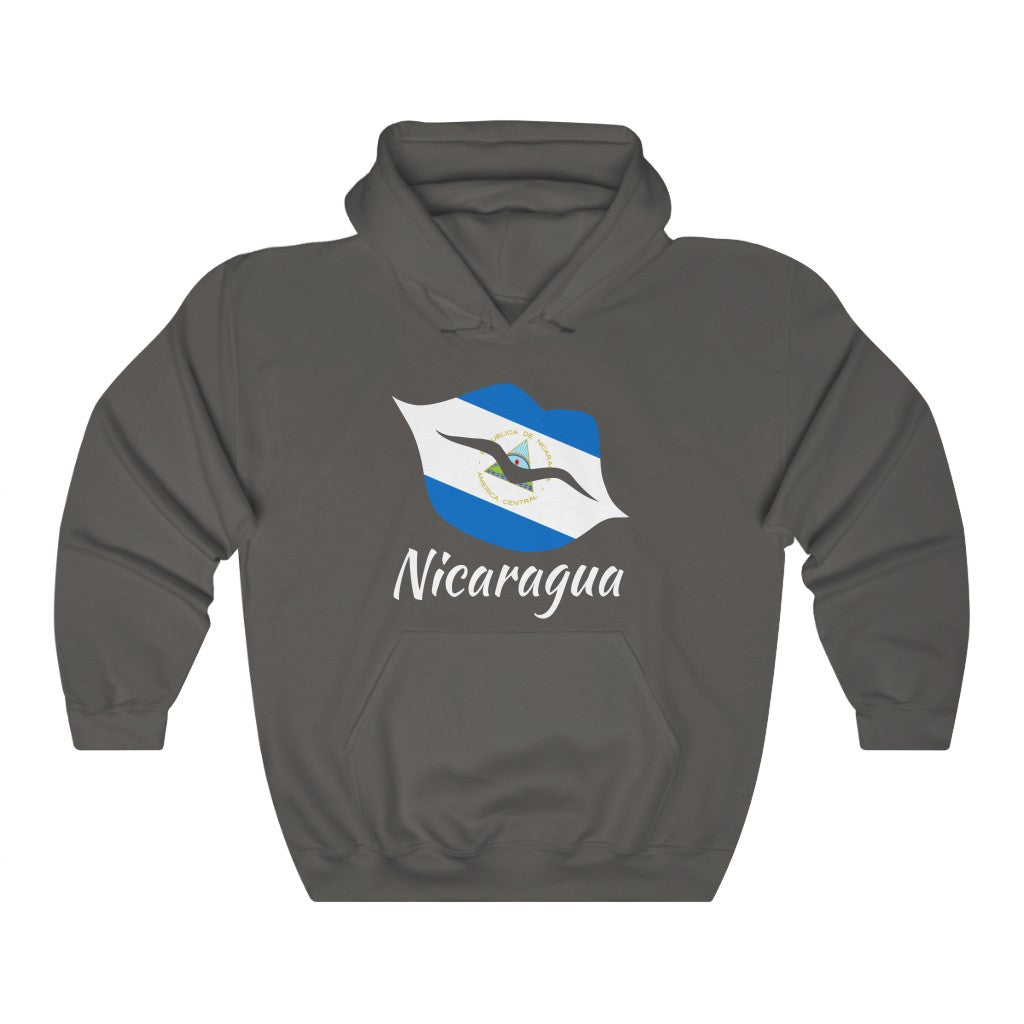 Nicaragua Lips Flag Hoodie Sweatshirt 2 - Unisex