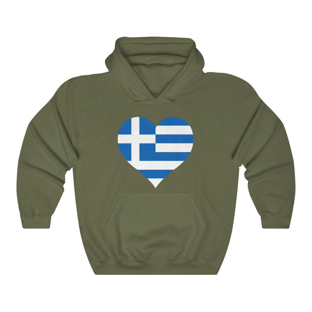 Greece Heart Flag Hoodie Sweatshirt - Unisex