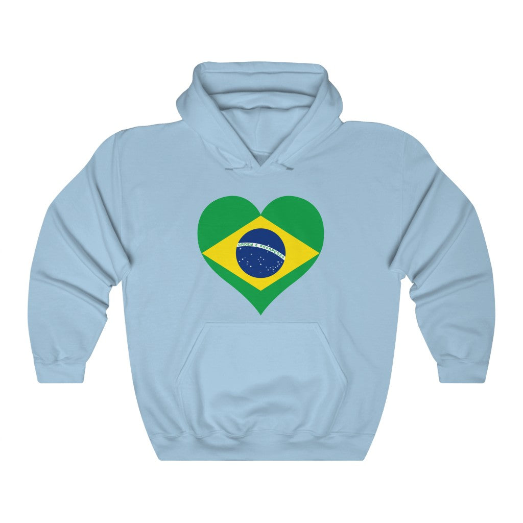 Brazil Heart Flag Hoodie Sweatshirt - Unisex