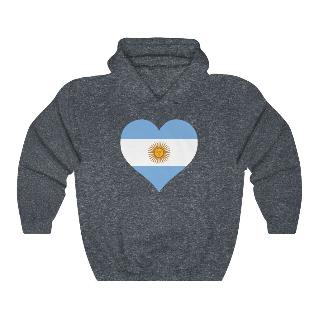 Argentina Heart Flag Hoodie Sweatshirt - Unisex