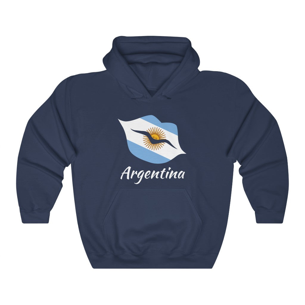 Argentina Lips Flag Hoodie Sweatshirt 2 - Unisex