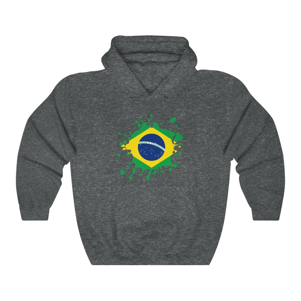 Brazil Splat Flag Hoodie Sweatshirt - Unisex
