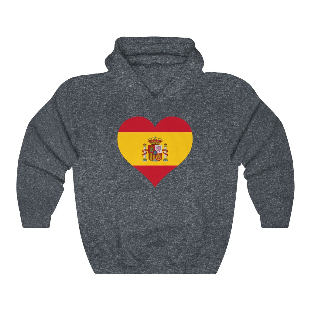 Spain Heart Flag Hoodie Sweatshirt - Unisex