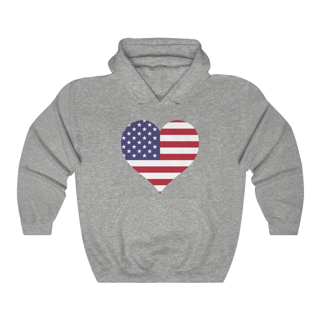 United States of America Heart Flag Hoodie Sweatshirt - Unisex