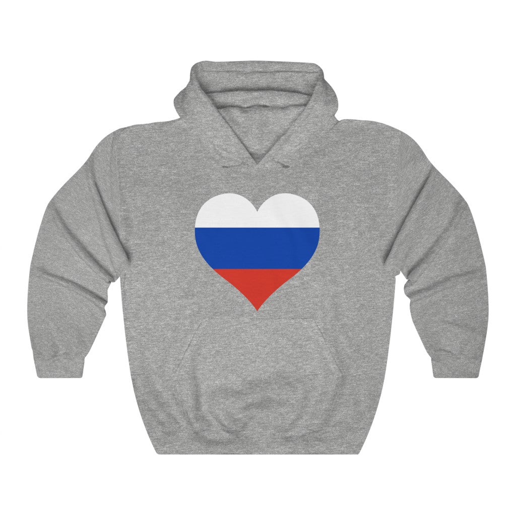 Russia Heart Flag Hoodie Sweatshirt - Unisex