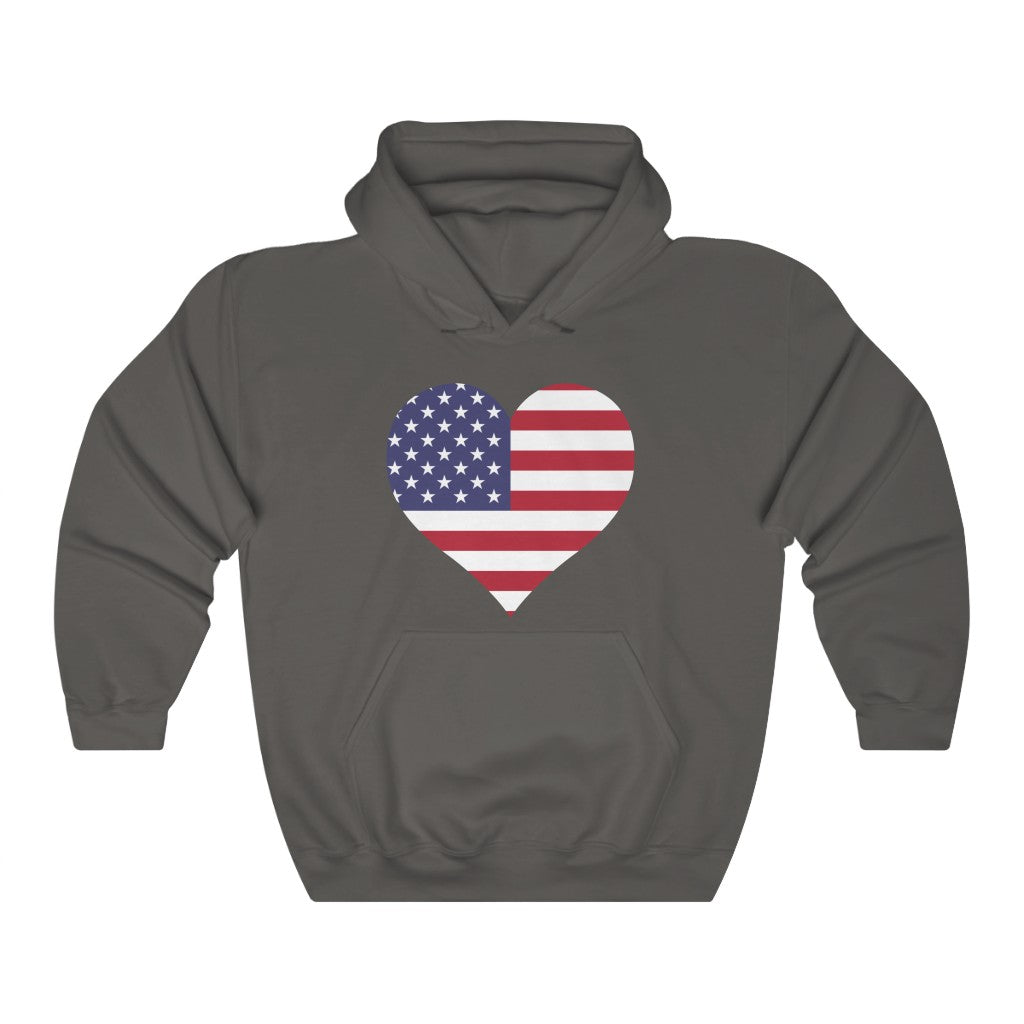 United States of America Heart Flag Hoodie Sweatshirt - Unisex