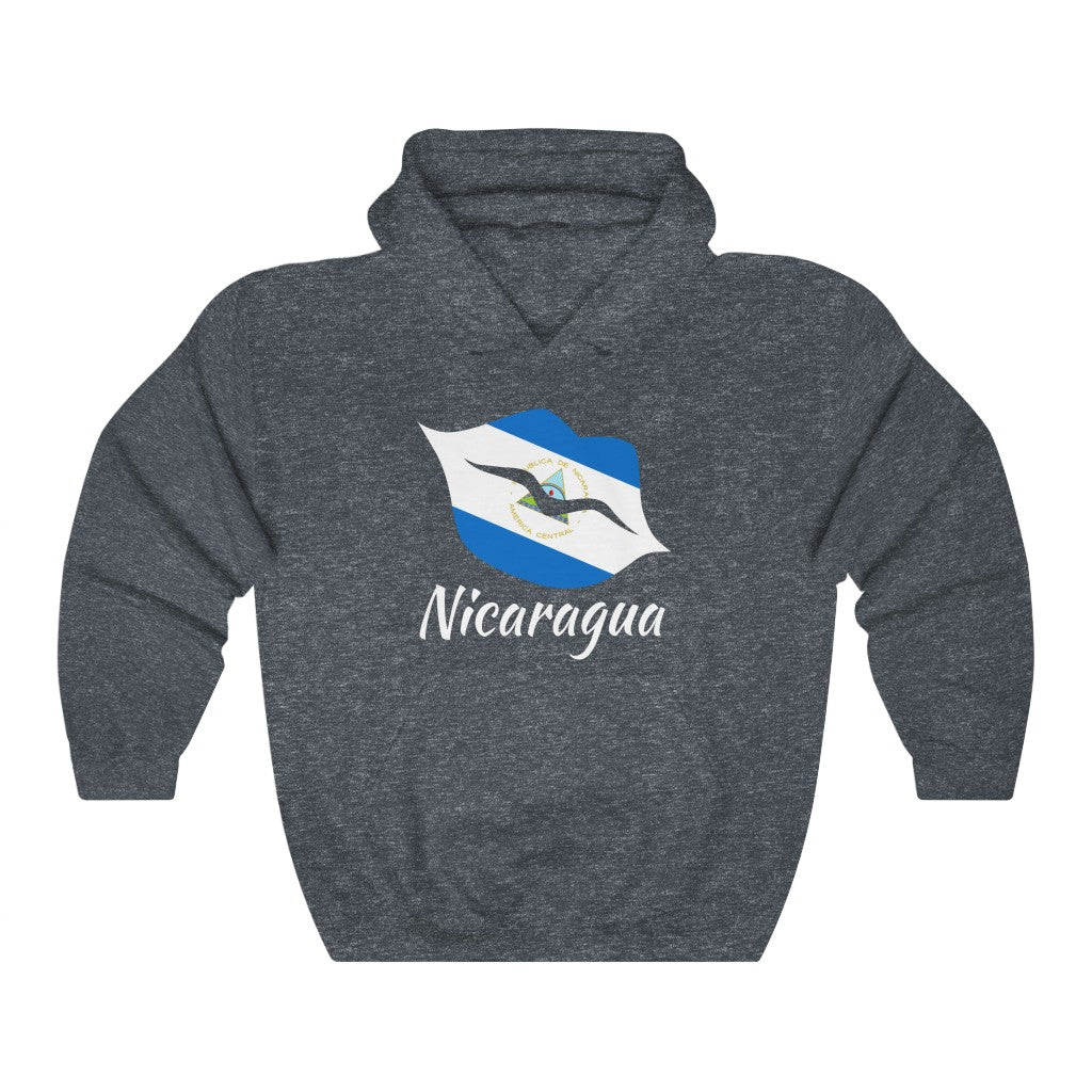 Nicaragua Lips Flag Hoodie Sweatshirt 2 - Unisex