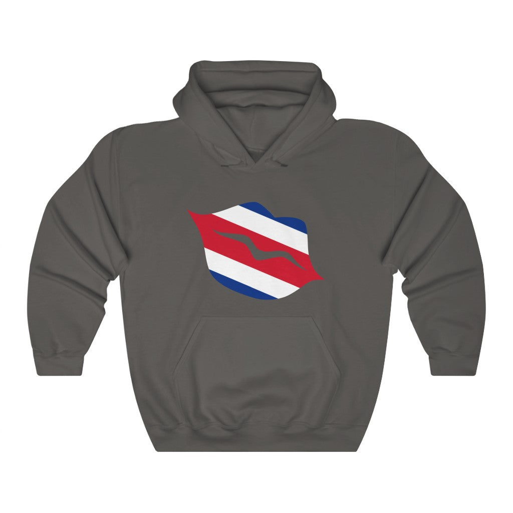 Costa Rica Lips Flag Hoodie Sweatshirt - Unisex