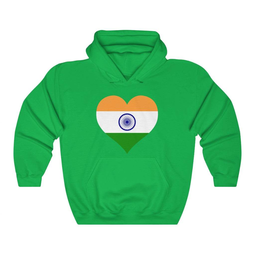India Heart Flag Hoodie Sweatshirt - Unisex