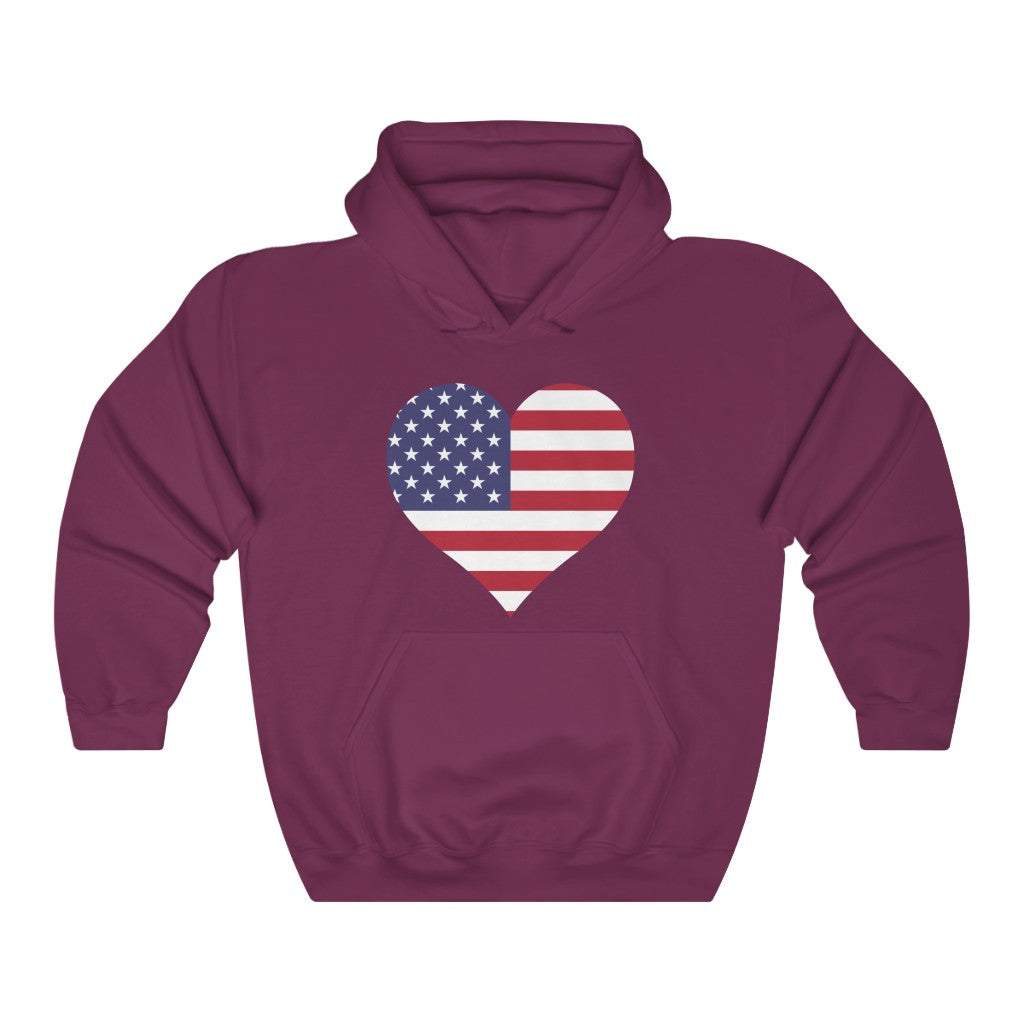United States of America Heart Flag Hoodie Sweatshirt - Unisex