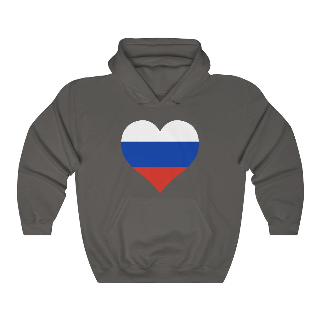 Russia Heart Flag Hoodie Sweatshirt - Unisex