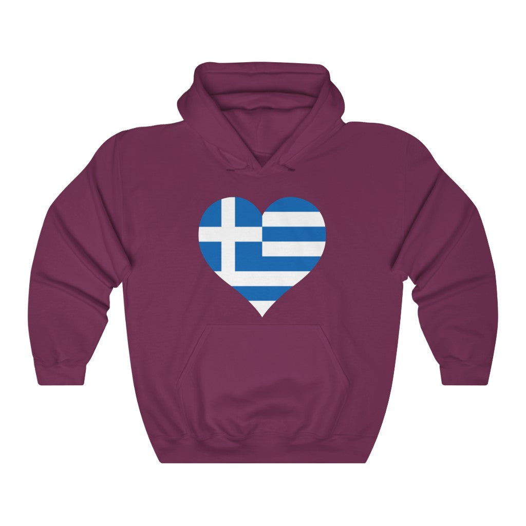 Greece Heart Flag Hoodie Sweatshirt - Unisex