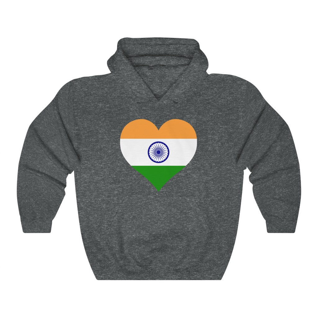 India Heart Flag Hoodie Sweatshirt - Unisex