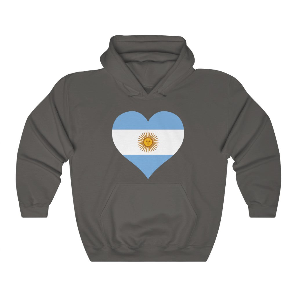 Argentina Heart Flag Hoodie Sweatshirt - Unisex