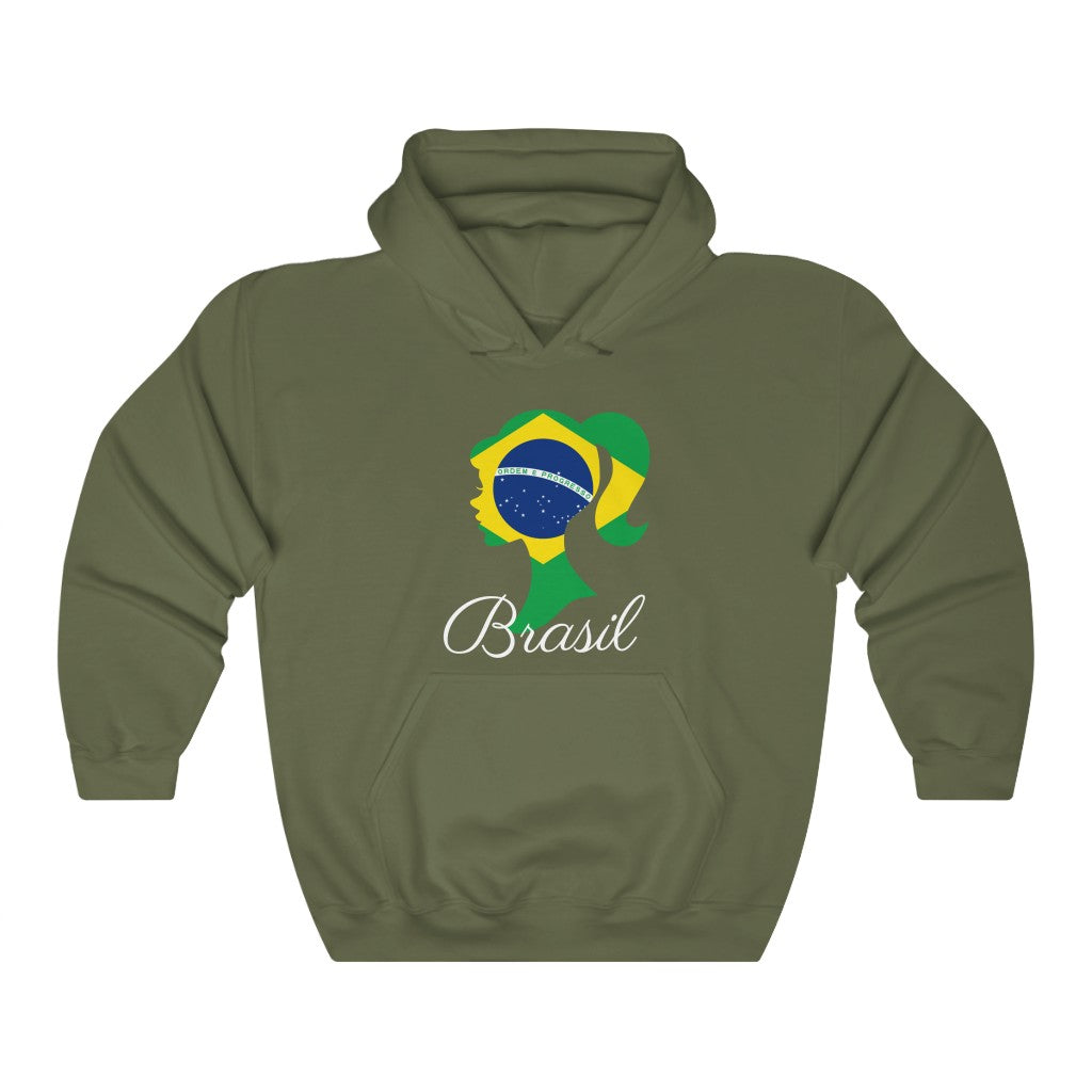 Brazil (Brasil) Girl Flag Hoodie Sweatshirt 2 - Unisex