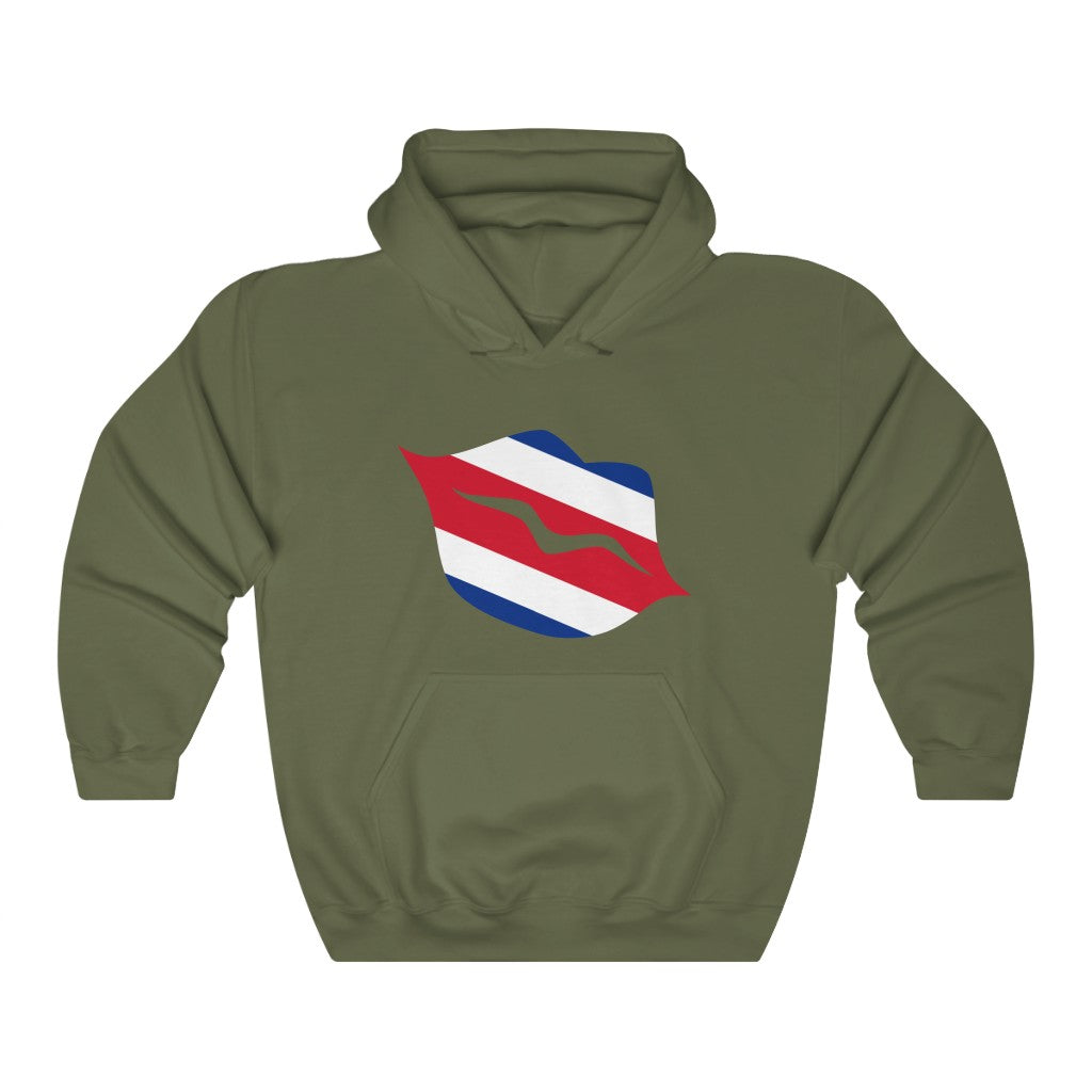 Costa Rica Lips Flag Hoodie Sweatshirt - Unisex