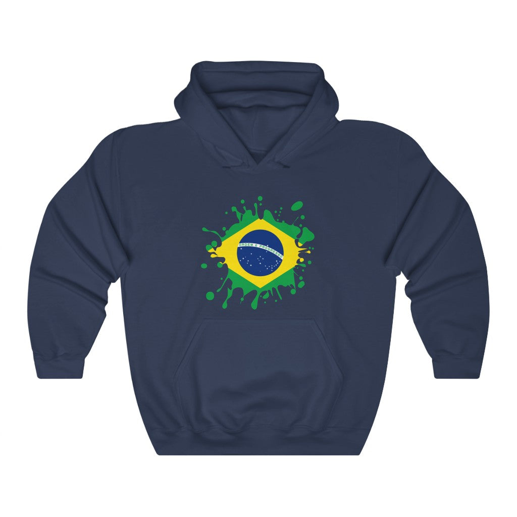 Brazil Splat Flag Hoodie Sweatshirt - Unisex