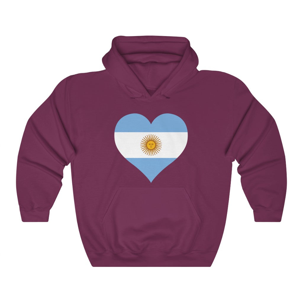 Argentina Heart Flag Hoodie Sweatshirt - Unisex