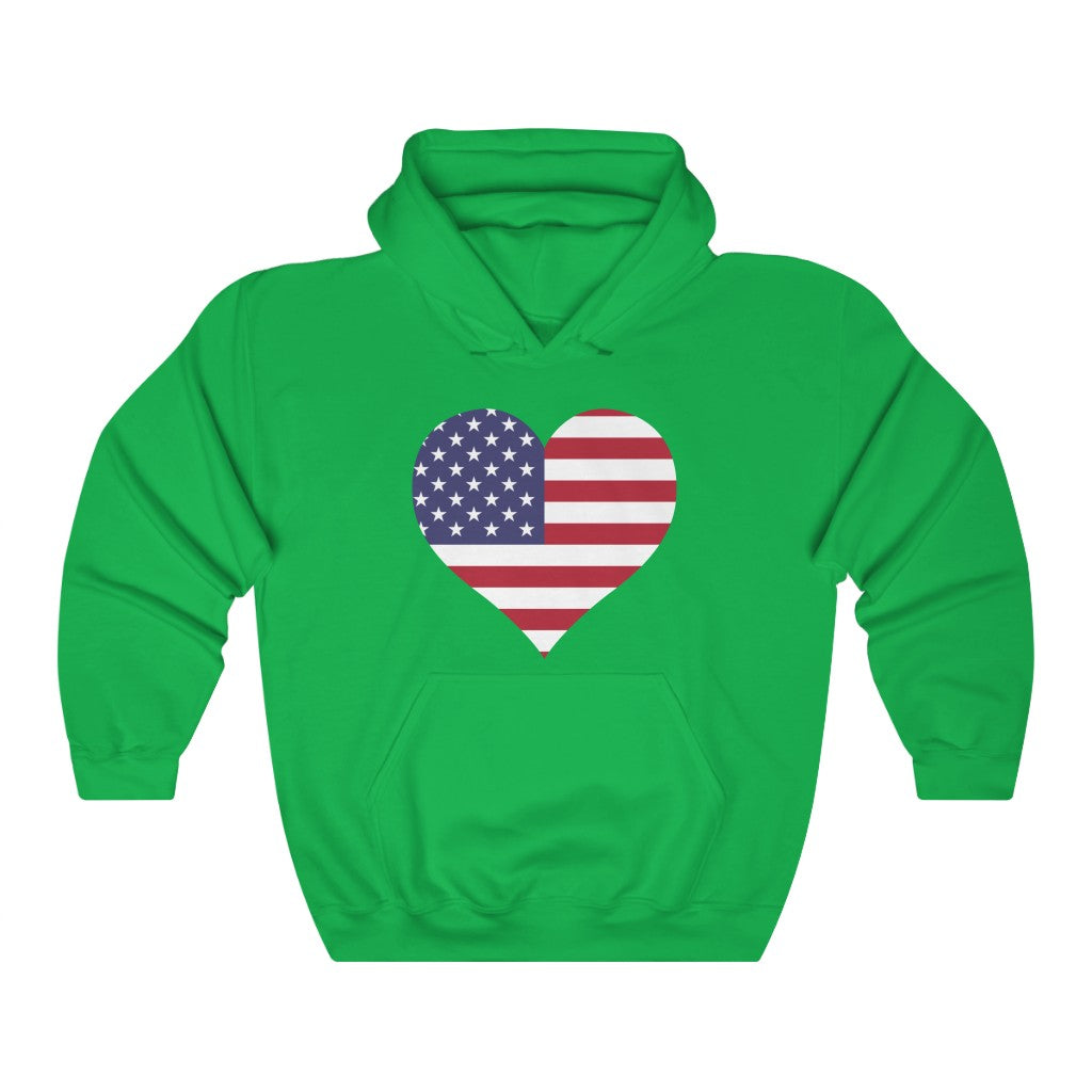 United States of America Heart Flag Hoodie Sweatshirt - Unisex