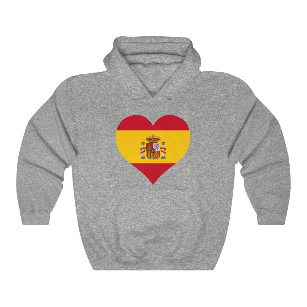 Spain Heart Flag Hoodie Sweatshirt - Unisex