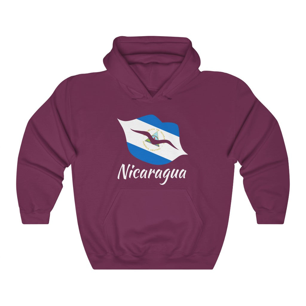 Nicaragua Lips Flag Hoodie Sweatshirt 2 - Unisex