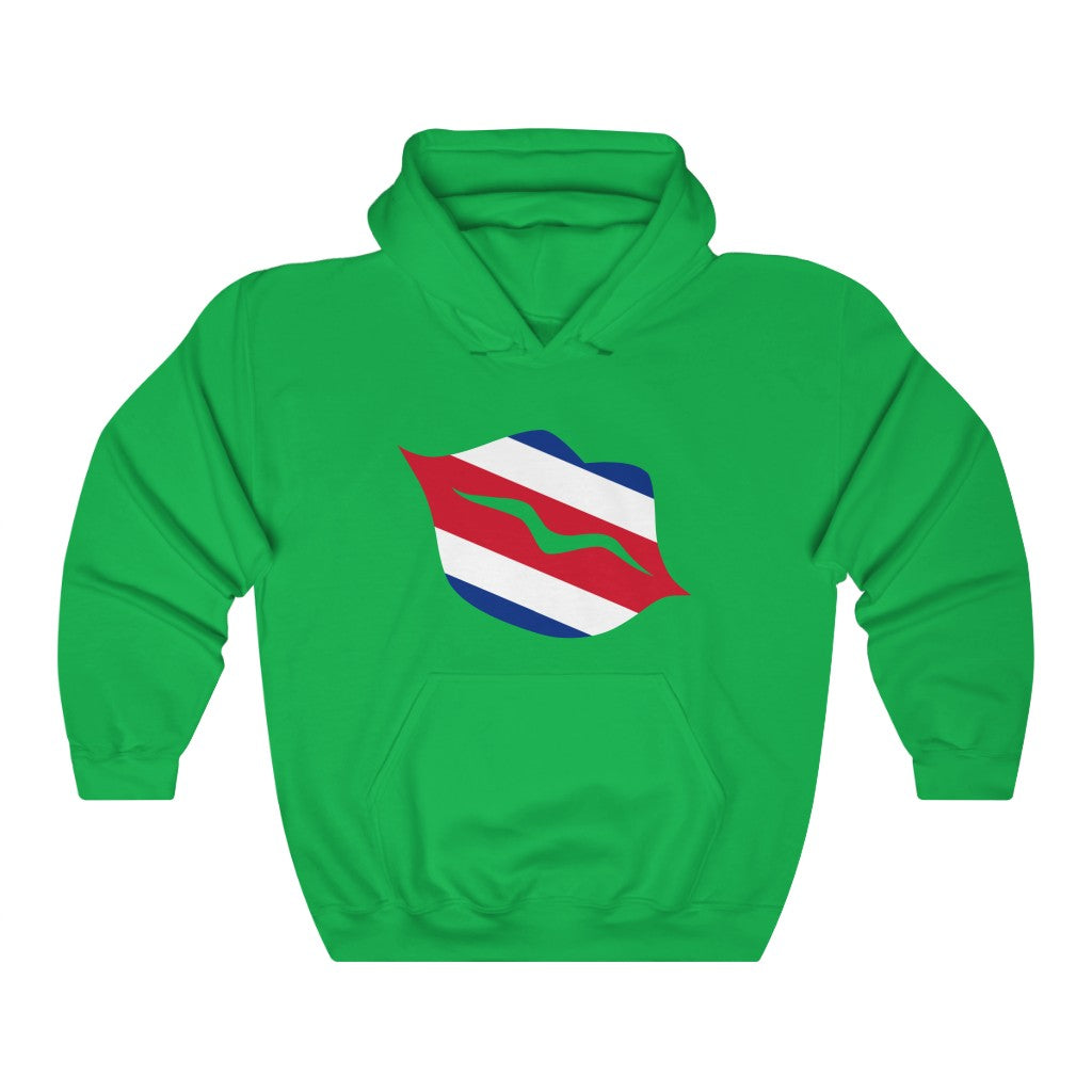 Costa Rica Lips Flag Hoodie Sweatshirt - Unisex