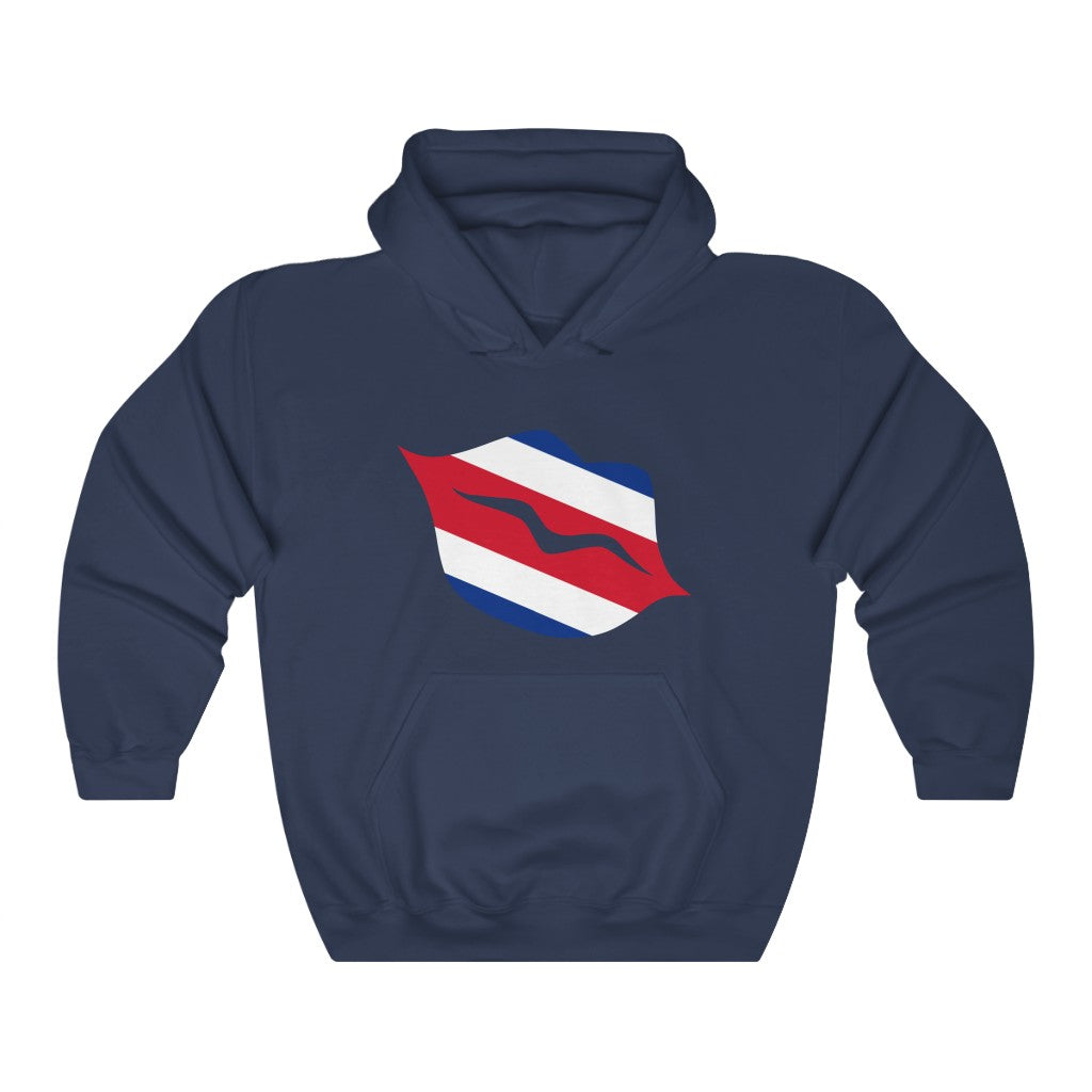Costa Rica Lips Flag Hoodie Sweatshirt - Unisex